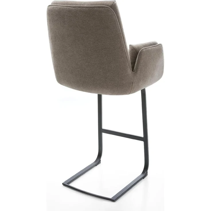 Barstuhl Clea-Flex Strukturstoff Soft Taupe Freischwinger Flach Metall Schwarz – Bild 6