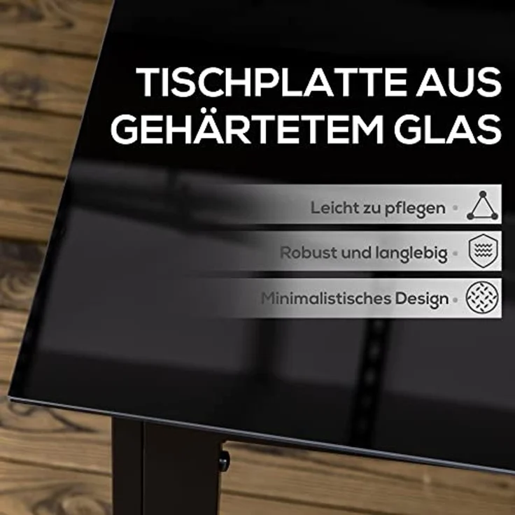 Outsunny Gartentisch Garten Esstisch für 6 Personen, Balkontisch (Partytisch aus Alu, 1-St, Terrassentisch mit Glastischplatte), Schwarz, 150 x 90 x 74 cm – Bild 4