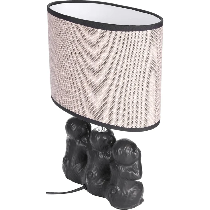 BRUBAKER Nachttischlampe Tischleuchte Drei Affen Smileys, Tischlampe, ohne Leuchtmittel, Tageslichtweiß, Motiv Lampe mit Keramikfuß, Höhe 35,5 cm – Bild 3