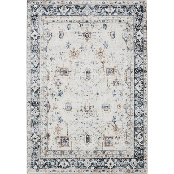 Interiyou Teppich Gent, Rechteckig, Höhe: 5 mm, Vintage Kurzflor für Wohnzimmer, Schlafzimmer, waschbar, pflegeleicht
