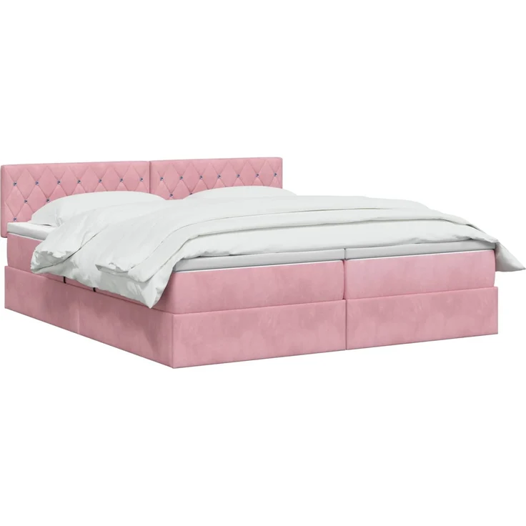 vidaXL LED-Speicherbett mit Matratze Rosa 200 x 200 cm Samt 3459383 – Bild 3