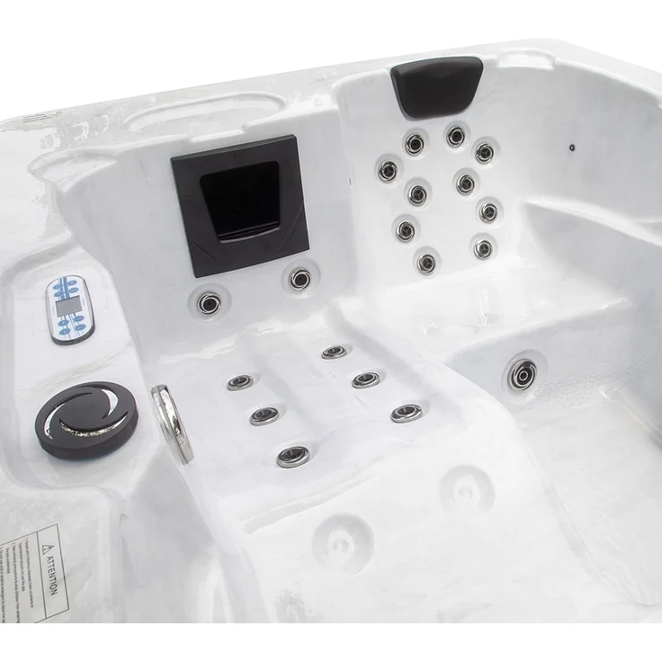 HOME DELUXE Outdoor-Whirlpool 'White Marble', 210 x 160 cm, für 3 Personen, mit Treppe & Thermoabdeckung – Bild 10