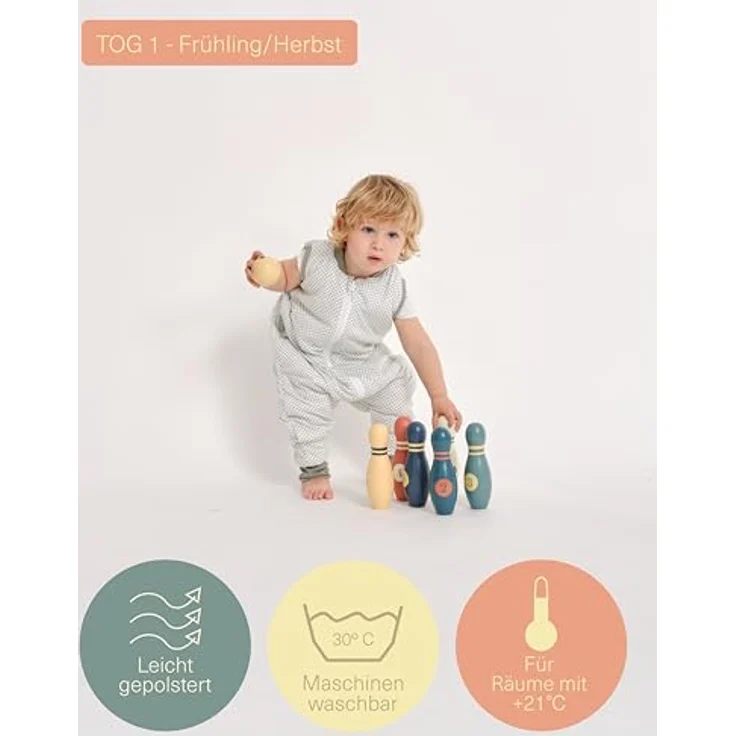 molis&co - Baby Schlafsack mit Füßen - Ideal für Frühling und Herbst - Babyschlafsack mit Füßen 1 tog - Leicht gepolstert - 100% Baumwolle (Oeko-TEX 100), Premium Qualität - Vichy Green (60 cm) – Bild 5