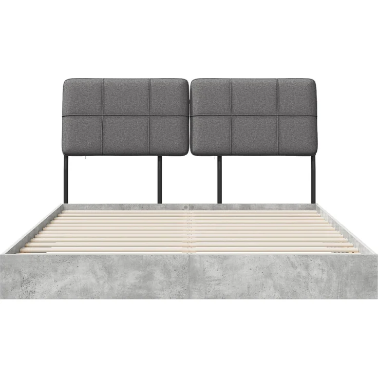 vidaXL Bettgestell mit Kopfteil Betongrau und Hellgrau 140 x 200 cm 8003088 – Bild 3
