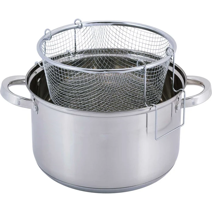 Frittiertopf 6,5L Friteuse Frites Frittierpfanne Fritöse EDELSTAHL Pommestopf Fritteuse Pommes – Bild 2