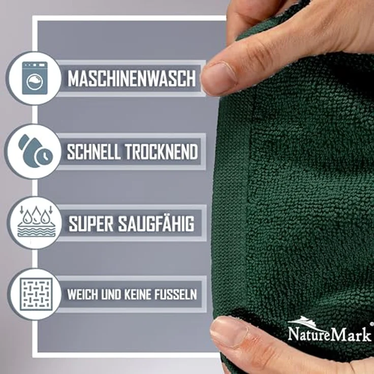 NatureMark 2er Pack Badvorleger Badematte | Premium Qualität | 100% Baumwolle | 50x80 cm | Duschvorleger Duschmatte Doppelpack | Farbe: Dunkel grün – Bild 4