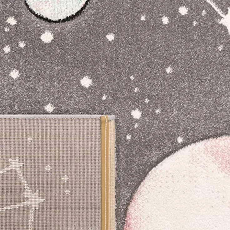Paco Home Kinder-Teppich, Spiel-Teppich Für Kinderzimmer Mit Planeten Und Sternen, In Grau, Grösse:160x230 cm – Bild 5