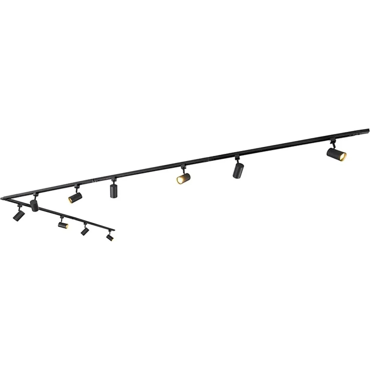 Qazqa Schienensystem-Sets Jeana, ohne Leuchtmittel, GU10, Schwarz, Modern, Aluminium, Deckenstrahler 10-flammig – Bild 1