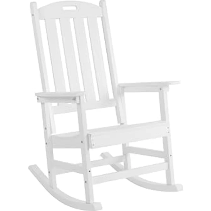 Heavy Duty Weather Resistant HIPS Porch Rocking Chair for Outdoor & Indoor Use (White Color) – Bild 4
