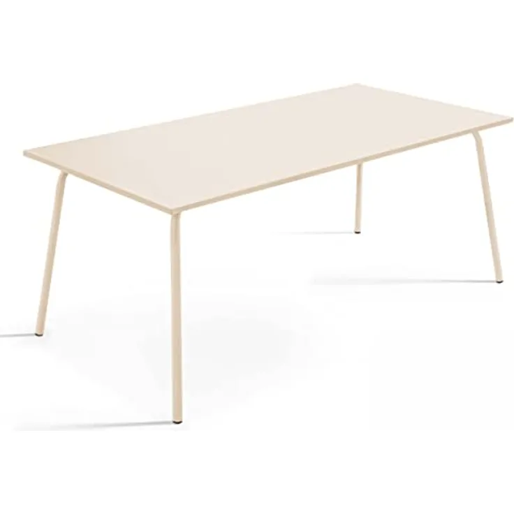 Oviala Palavas Gartentisch, Rechteckig, Metall, Creme, 180x90x72 cm, für 8 Personen, rost- und UV-beständig