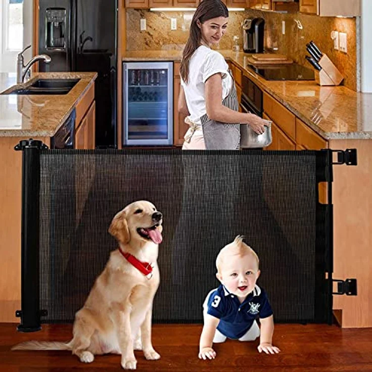 Treppenschutzgitter Türschutzgitter Ausziehbar 0-150 cm,Baby Absperrgitter Schutzgitter Treppe für Kinder,Katzen und Hunde,Geeignet für Innen Außenbereich (Schwarz-150CM) – Bild 7