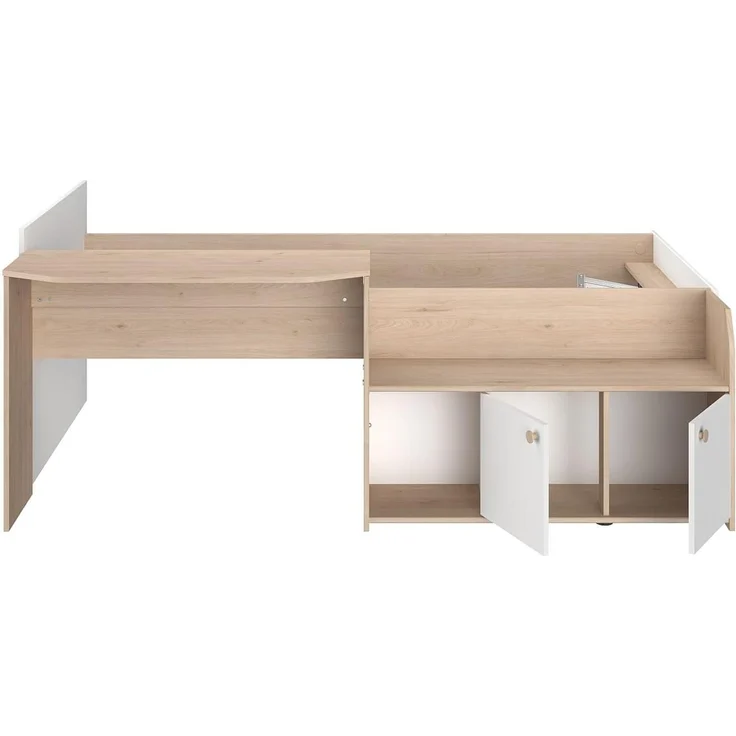 Vente-unique - MIVONA Bett Holz, Platte BeigeWeiß - B 203 cm x H 75,2 cm x L 136 cm – Bild 8