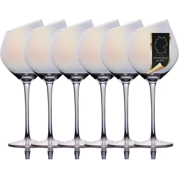 Intirilife Weinglas Weingläser Rotwein Glas Kelch spülmaschinenfest 470 ml, 6-tlg, Glas, Wein Glas Set 470ml Wein Gläser mit Schimmer Spülmaschinenfest (6-tlg)