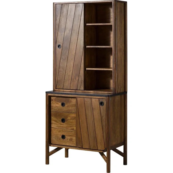 Buffet Mango 80x45x180 braun geölt / dunkler Granit LOS ANGELES #104