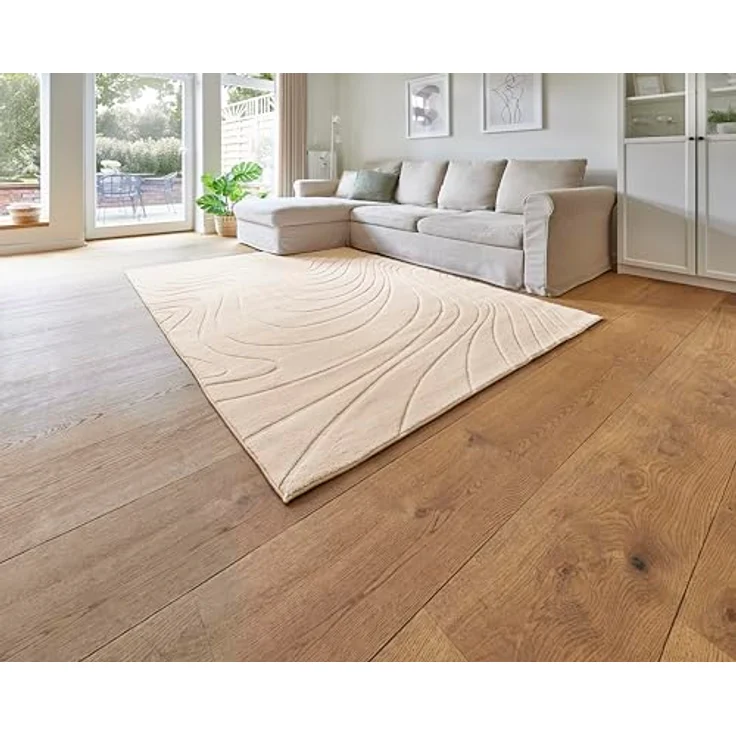 Andiamo Teppich Dale, rechteckig, Höhe: 10 mm, Uni Farben, Hoch-Tief-Struktur, Carving-Effekt, Wohnzimmer – Bild 2