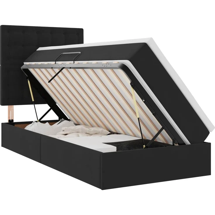 vidaXL LED-Speicherbett mit Matratze Schwarz 90 x 190 cm Samt 3372755 – Bild 2