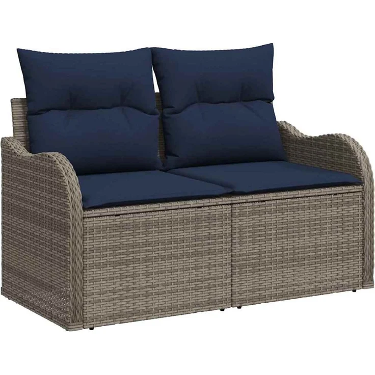 vidaXL Gartensofa-set 5 stk. 4-Sitzer Grau und Marineblau Poly-Rattan 3358964 – Bild 4