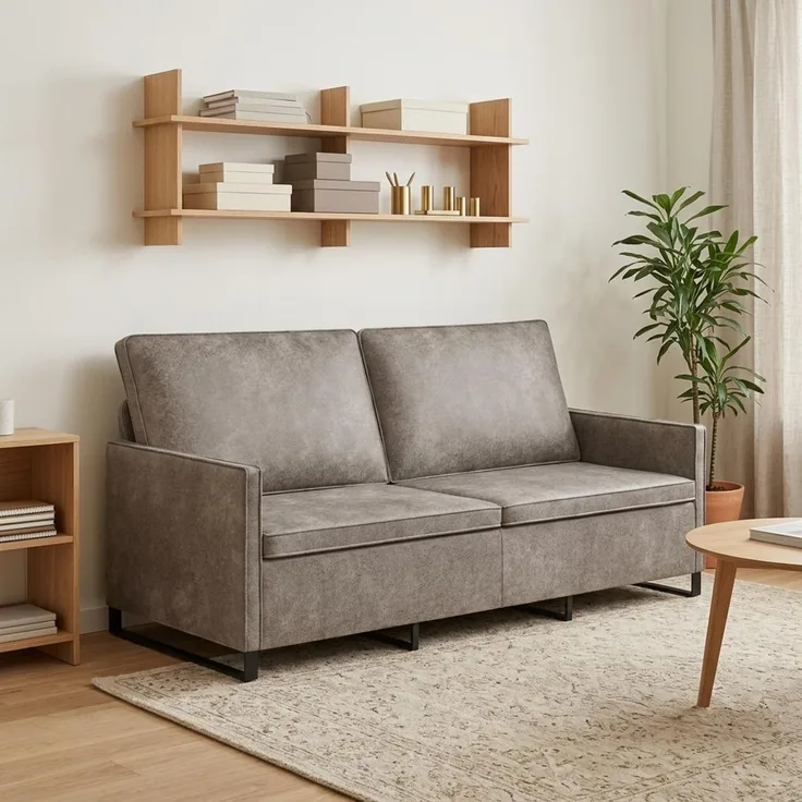 vidaXL 3-Sitzer Sofa Hellgrau 190 x 81 x 82 cm Kunstwildleder 42041000
