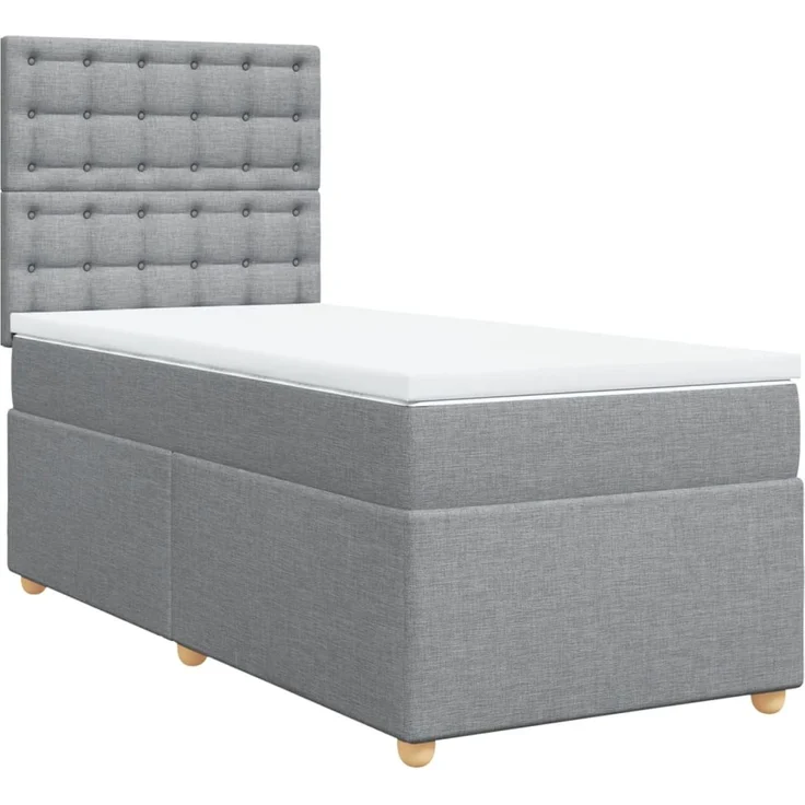 vidaXL Boxspringbett mit Matratze Hellgrau 90x200 cm Stoff 3293477 – Bild 3