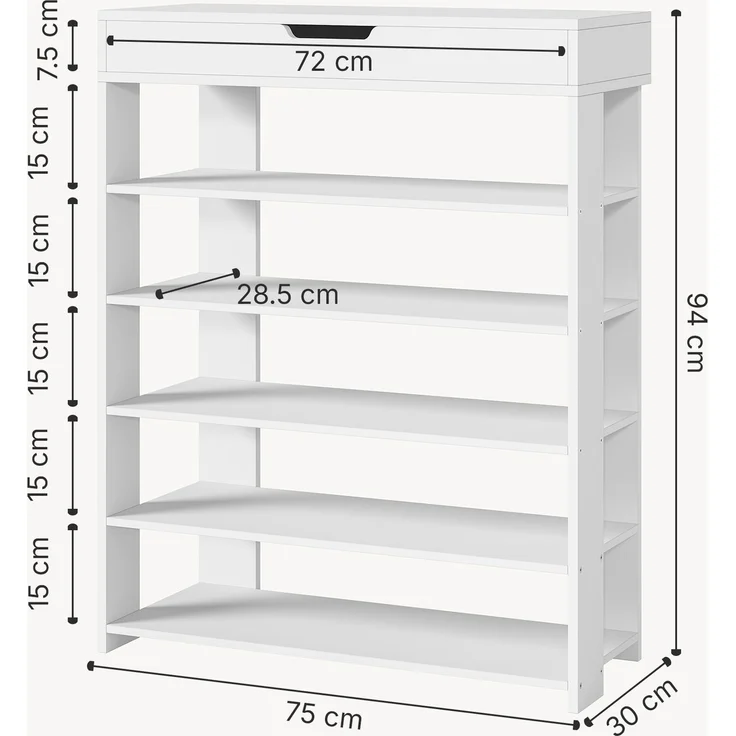 Standregal Boppeelo 94x75x30 cm Weiß [en. casa] – Bild 4