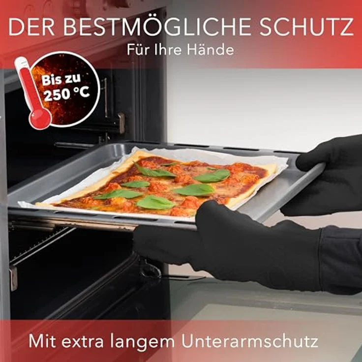 AVANA Topfhandschuhe Silikon Ofenhandschuhe Hitzebeständige Kochhandschuhe Handschuhe, Anti-Rutsch, weiches Baumwoll-Innenfutter, bis 250°C – Bild 4