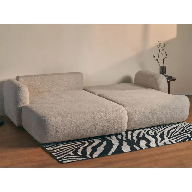 Selsey Tvoya Ecksofa mit Schlaffunktion, Ottomane links, Bouclé Beigegrau – Bild 4