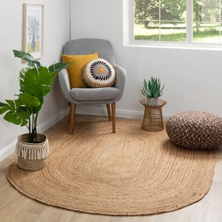 Steffensmeier Juteteppich Goa, oval, 70x130 cm, aus Naturmaterialien, geeignet für Fußbodenheizung – Bild 1