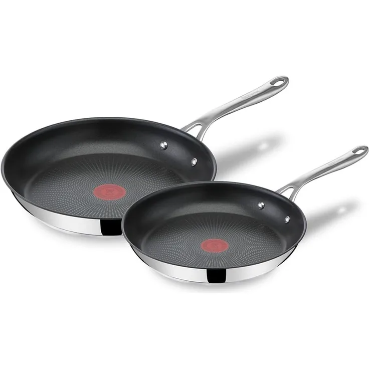 Tefal 'Jamie Oliver Cook's Direct On' Pfannen-Set, Antihaft, Induktionstauglich, Backofenfest, Edelstahl silber, Ø 24 cm, Ø 28 cm