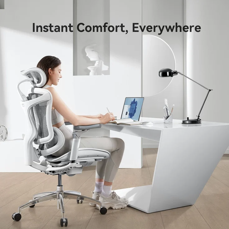 Sihoo 'Doro C300 Pro' ergonomischer Schreibtischstuhl, 130 x 75,5 cm, in Weiß – Bild 12