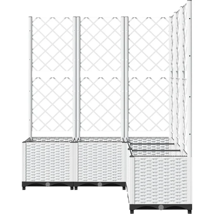 vidaXL Pflanzkübel mit Rankgitter Weiß 120x120x136 cm PP 153288 – Bild 5