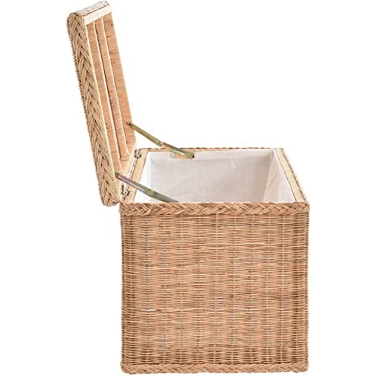 Krines Home Wäschetruhe Rattantruhe Groß Deckel Natur Rattan Truhe Aufbewahrung XL 100x50x50, Große Truhe mit viel Stauraum – Bild 6