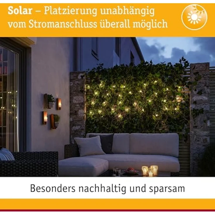 Paulmann 94877 Solar Lichterkette Aurinka IP44 3000K 60x3lm Schwarz – Bild 3