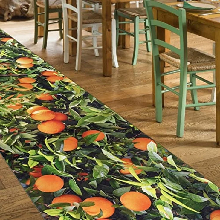ANRO Küchenläufer Hochwertig GreenLine Flurläufer Teppichläufer Textil, Eckig, Bodenläufer 100x52cm Orangen Natur pflegeleicht – Bild 3