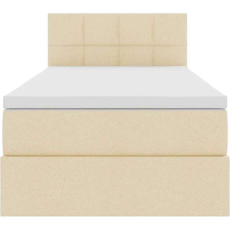 vidaXL LED-Speicherbett mit Matratze Creme 100 x 200 cm Stoff 3371128 – Bild 8