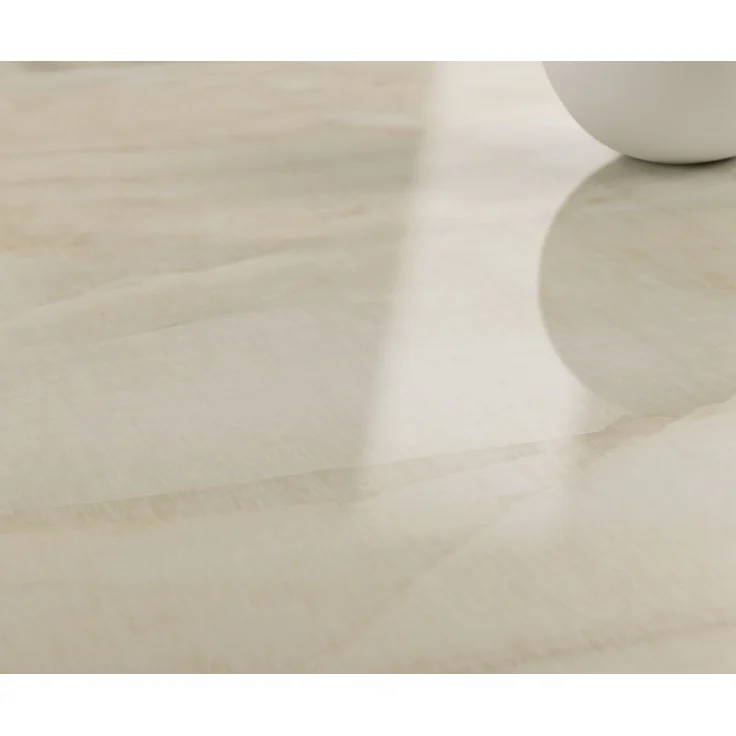 Esstisch Edge Oval 220x120 Keramik Iris FMG Onice Oro W-Gestell Metall Effektfinish Titan – Bild 5