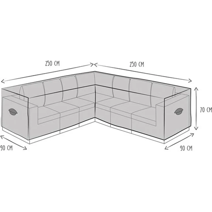 Wetterfeste Schutzhülle Abdeckung für L-förmiges Garten Lounge Set, Polyester grau, 250 x 250 x 90 cm – Bild 1