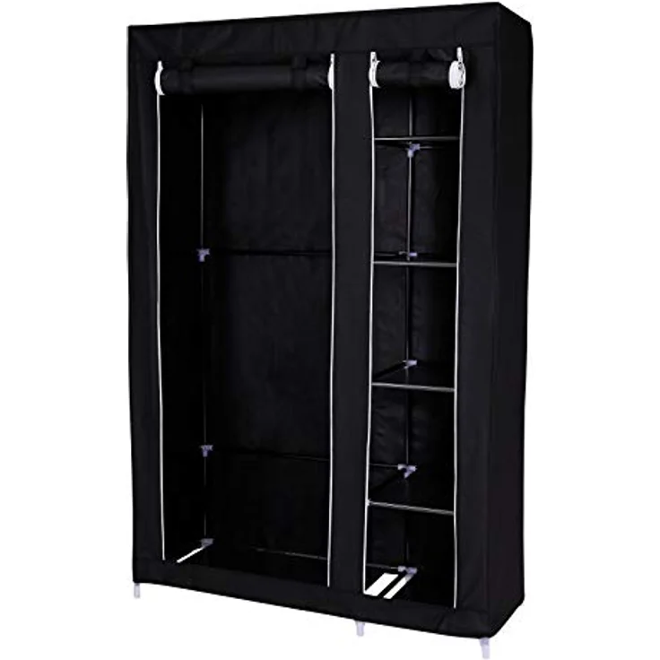 dibea Faltbarer Stoff-Kleiderschrank 175 x 110 x 45 cm, schwarz – Bild 2