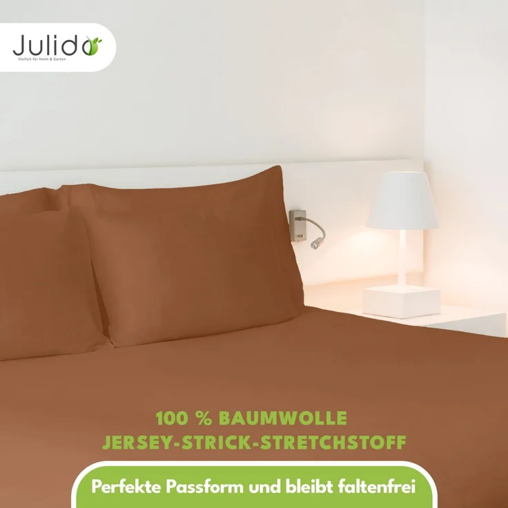 Jersey Spannbettlaken 180-200x200cm 100% Baumwolle Nougat – Bild 4
