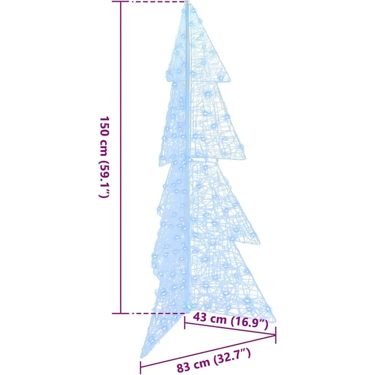 vidaXL Weihnachtsbaum Kaltweiß 150 cm Acryl 160 LEDs 42019207 – Bild 10