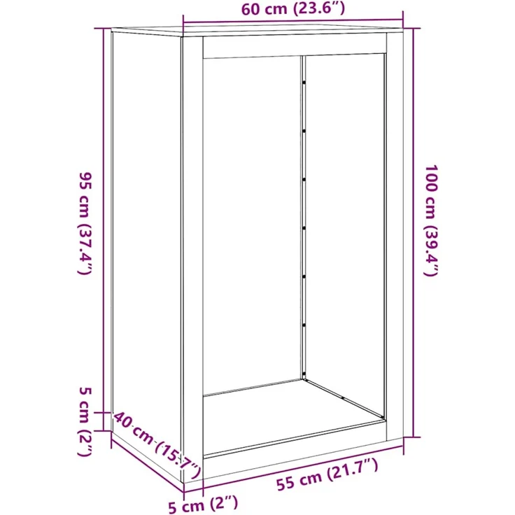 vidaXL Brennholzregal 60x40x100 cm Verzinkter Stahl 850994 – Bild 10