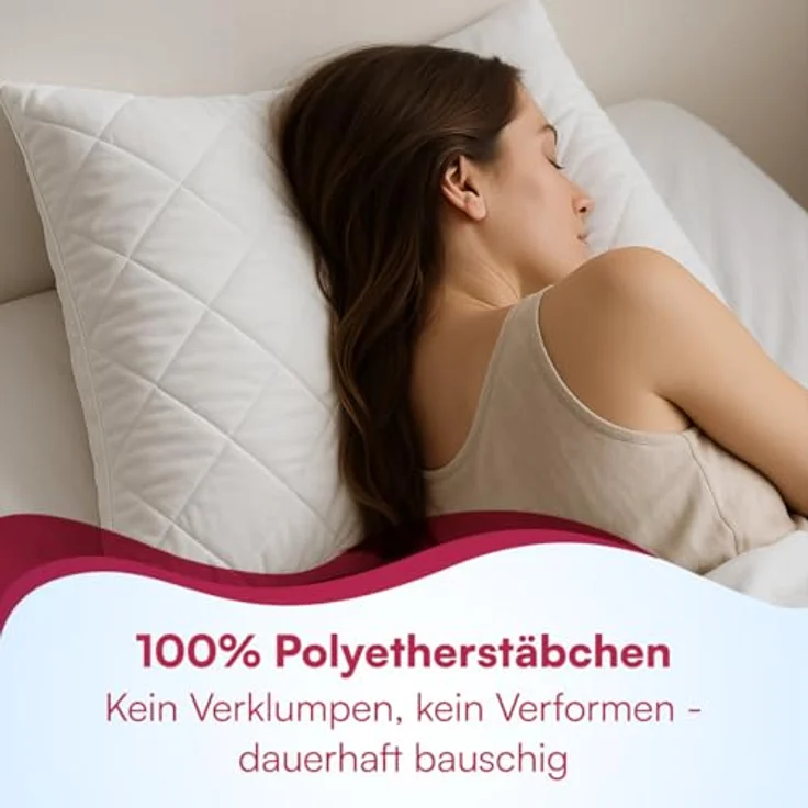 Clinotest Kopfkissen Polykissen Gesteppt, Füllung: 120g, Bezug: Polyester, für jede Schlafposisiotn geeigent, 95°C waschbar & trocknergeeignet, bewährte Qualität aus Hotellerie – Bild 5