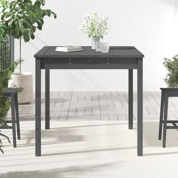 Gartentisch, Balkontisch, Küchentisch Grau 82,5 x 82,5 x 76 cm Massivholz Kiefer – Bild 3
