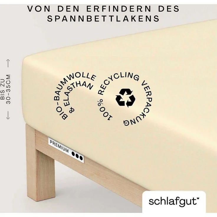 Schlafgut Spannbettlaken Premium, Gummizug: rundum, (1 Stück), Mako-Zwirn-Jersey, Yellow Light, XL 180x200cm - 200x220cm – Bild 1