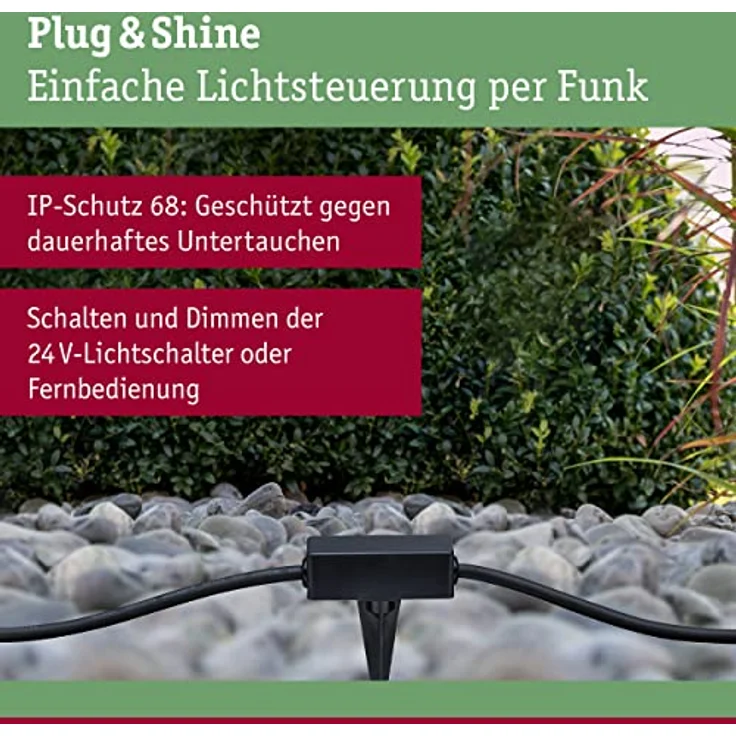 Paulmann 180.10 Outdoor Plug & Shine Controller, IP68 Aussenleuchten Zubehör, dimmbar für bis zu 75 Watt, mit Erdspieß – Bild 3