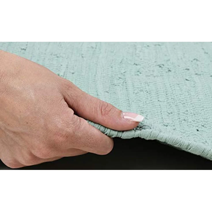 Rug and Roll Fleckerlteppich 'Chindi', Mintgrün, 100% Baumwolle, Rechteckig 60x120 cm, Waschmaschinengeeignet, Für Fußbodenheizung geeignet – Bild 5