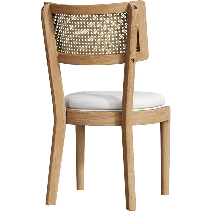 Esszimmerstuhl-Set 4er-Set 88×50×58cm aus Massivholz mit Rattan-Rückenlehne und Leinenpolster in Holzfarbe – Bild 9