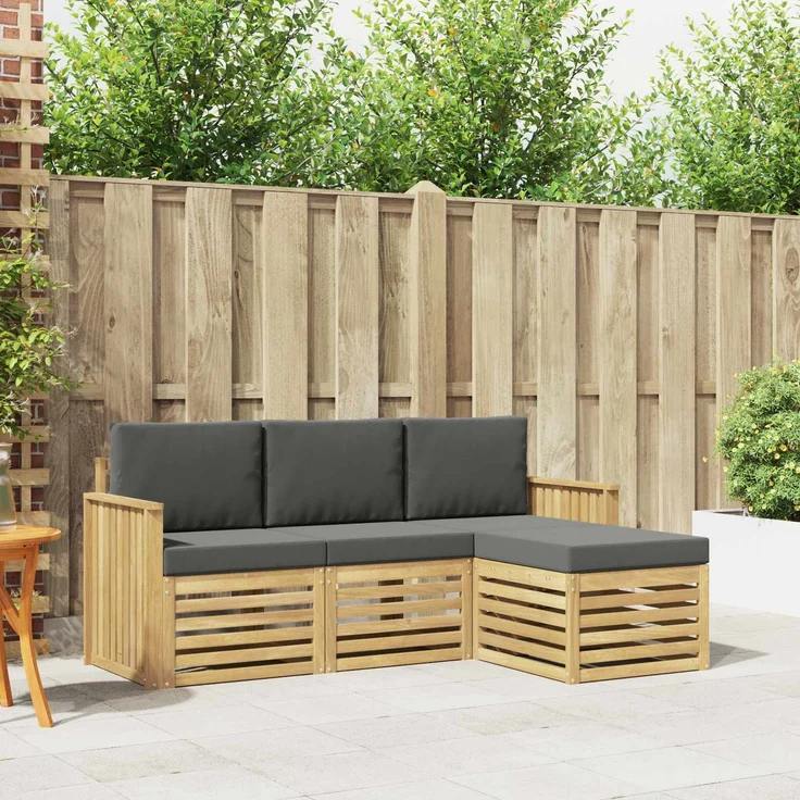 vidaXL Outdoor-Sofagarnitur 4 stk. 4-Sitzer Weiß und Anthrazit 3391632 – Bild 1