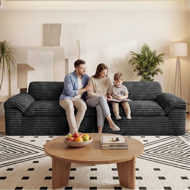 Vesgantti Big-Sofa Vesgantti 260 cm Boneless Sofa, 3-Sitzer Cord Couch aus Vollschaum – Bild 2