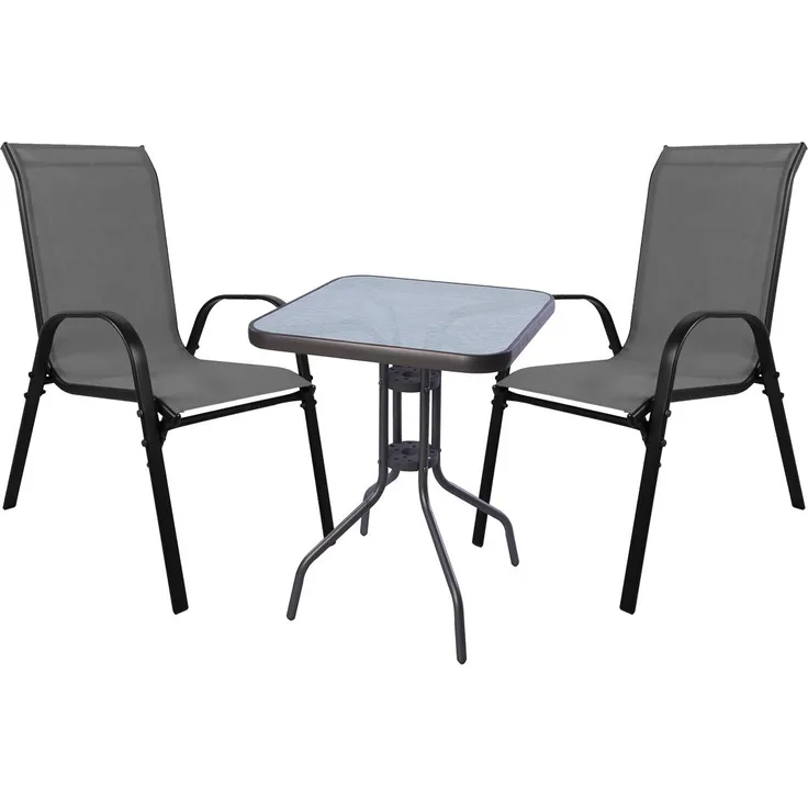 Bistro Sitzgarnitur Bistrogarnitur 3-teilig Anthrazit/Schwarz