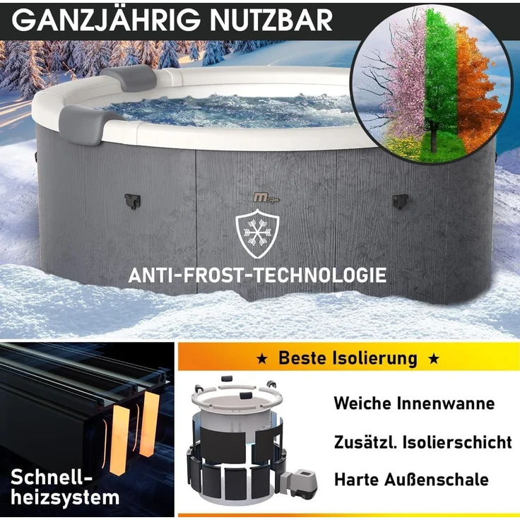 BRAST Whirlpool MSpa Denver & Rova mit Fester Außenwand, Ø182x70cm, (Stromsparend, LED Beleuchtung), für 6 Personen, Ganzjähriger Einsatz – Bild 8